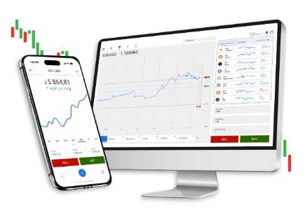 a trading platform on mobile and monitor